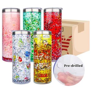 Gobelet droit en acier inoxydable 304, 20 oz, blanc, vierge pour sublimation, à personnaliser, effet globe à neige pailleté, modèle Storyboard, entrepôt USA - Product Image 2