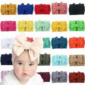 Diadema personalizada con estampado de lazo grande para bebé, <span class=keywords><strong>turbante</strong></span> de tela de Waffle para niños, diademas para recién nacidos - Product Image 2