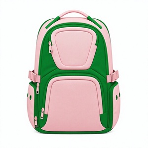 For <b>Green</b> Canvas Tactical <b>Backpack</b> Unisex Zipper School Bag Travel Daypack Anti-Theft Geometric Pattern Arcuate Shoulder Strap - Product Image 3