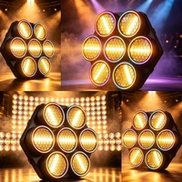 Projecteur de scène vintage 450W à 7 faisceaux, COB doré 50W avec anneau holographique RGB, lumière rétro pour public, DJ, club, mariage, spectacle