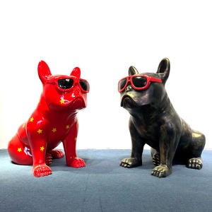 Yeni tasarım büyük boy fiberglas fransız Bulldog modeli oturan poz serin köpek manken - Product Image 2