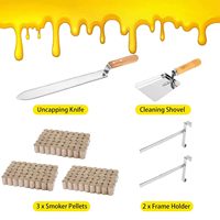 1 Ensemble d'accessoires d'apiculture en acier inoxydable : fumoir, brosse, gants, grattoir, couteau à miel, pince