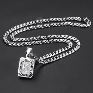 Sigla colore Sliver nome collana pendente Hiphop Punk grassetto robusto alfabeto maschile lettera Charm collana per gli uomini - Product Image 2
