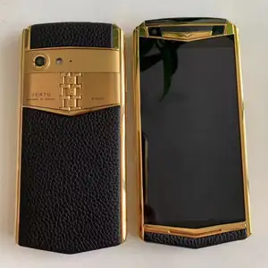 NEW unlocked High end luxury gold smart phone vertue aster p cell phone mobile phone with Leather case in stock