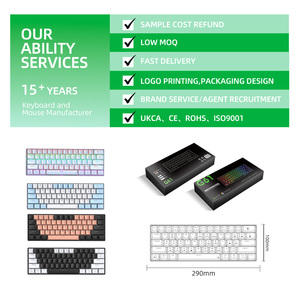 <span class=keywords><strong>Clavier</strong></span> de jeu mécanique personnalisé à 61 touches RGB, 26 touches anti-ghosting, USB Type-C filaire, interrupteurs bleus, <span class=keywords><strong>clavier</strong></span> de jeu mécanique OEM 60% - Product Image 2