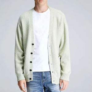 Haute qualité couleur unie haut simplicité épais manteau automne bouton mode nouveau à manches longues tricot laine <span class=keywords><strong>pull</strong></span> hommes Cardigan - Product Image 4
