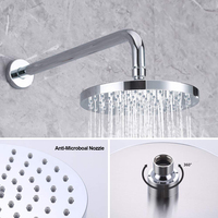 Pomme de douche ronde pluie ensemble de robinet de douche mural système de pommeau de douche ensemble de colonne de douche avec bec de baignoire