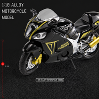 Modèle de moto sportive en alliage moulé sous pression à l'échelle 1/18 avec direction de la roue avant et suspension avant-arrière, jouet sonore et lumineux