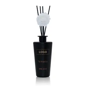 Customized Large Capacity 500Ml Aroma Fragrance Air Freshener Flower Decorative Glass Bottle Reed Diffuser With Scented Sticks