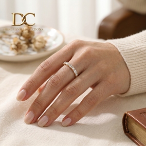 Bague classique en or massif 14 carats certifiée IGI avec diamant de laboratoire taille ronde, taille baguette, taille brillant, bijoux de luxe pour femme, pour mariage - Product Image 4