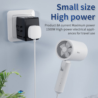Adaptador de Viaje Universal, Enchufe Internacional, Carga Rápida con 4 Puertos USB y 2 Puertos Tipo-C, ABS, Cargador de Pared Europeo, CE/FCC/ROHS