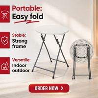 Table de salle à manger pliable légère en plastique avec structure en acier pour événements, fêtes, restaurants, utilisation en extérieur