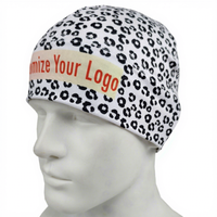 Bonnet ajustable personnalisé avec logo brodé, doublure satinée, motif léopard, style slouchy, respirant, extensible, avec revers, pour la course à pied