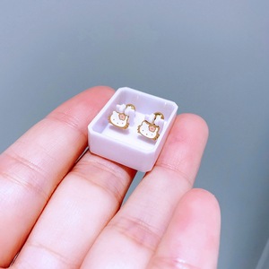 Hợp thời trang 18K mạ vàng thép không gỉ vít xoắn Tai xương Studs ngọt ngào dễ thương trẻ con phim hoạt hình động vật trái cây Thời Trang Bông Tai - Product Image 4