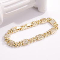Bracelet CM14k en Or Plaqué Or, Chaîne Cubaine Sertie de Diamants, Luxe Léger, Haute Sensibilité, pour Hommes et Femmes, Vente en Gros