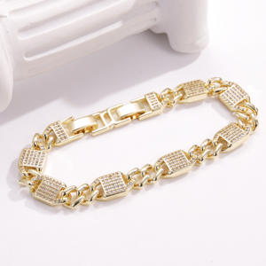 Bracciale di Lusso Leggero Placcato Oro CM14k con Catena Cubana Tempestata di Diamanti, Gioielleria all'Ingrosso di Moda per Uomo e Donna - Product Image 3