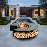 Estufa/Mesa de Chimenea Exterior Moderna Independiente de 1200mm para Villa, con Núcleo Personalizado para Leña/Gas/Alcohol/Atomización