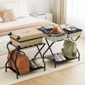 Portaequipajes, Soporte Plegable para Maletas para Habitación de Huéspedes, Soporte Metálico para Equipaje con Estante de Almacenamiento para Dormitorio, Fácil de Montar - Product Image 2