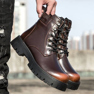 <span class=keywords><strong>Botas</strong></span> de herramientas para <span class=keywords><strong>hombre</strong></span>, <span class=keywords><strong>botas</strong></span> Martin, seguridad en el trabajo, senderismo, Trekking, Chukka, cuero de vaca genuino, parte superior alta, aumento de altura, algodón - Product Image 4