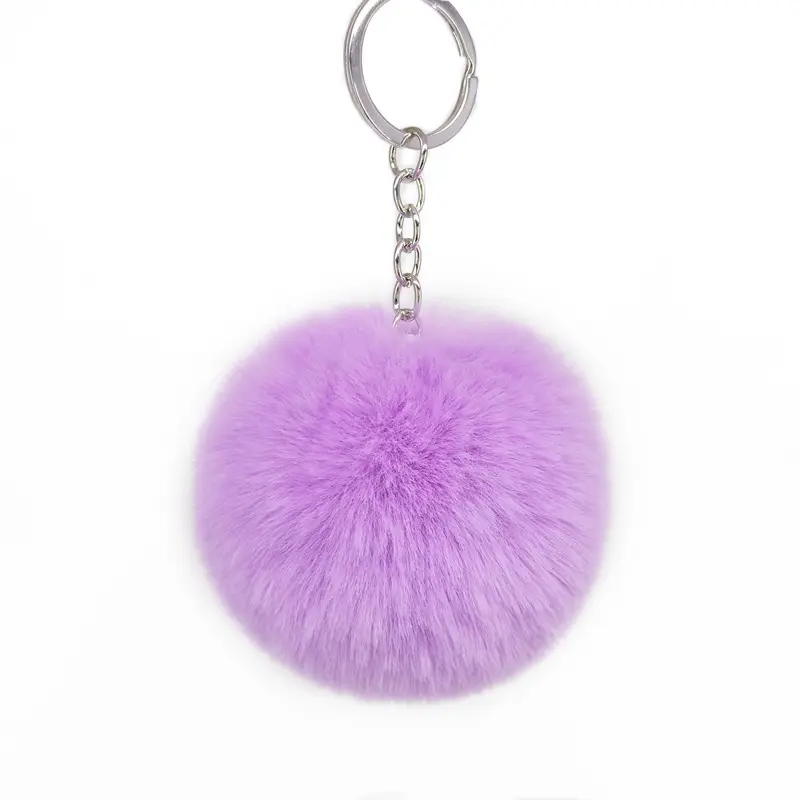 2024 7cm Hot sale 2.7inch cheap Personalized simple style Fluffy cute 7cm faux fur pompom pompon fur ball keychain key houlder