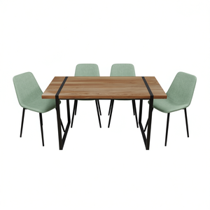 Juego de Mesa de Comedor Moderno de 59 Pulgadas, Rectangular, con Tapa de Madera y Base de Metal, para 4 Personas, Muebles de Restaurante - Product Image 1
