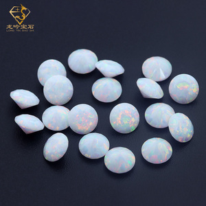 โอปอลสังเคราะห์สีขาวทรงกลมเจียระไนแบบเพชร ขนาด 6 มม.-10 มม. คุณภาพสำหรับทำเครื่องประดับ โอปอลเม็ดเดี่ยวคุณภาพดี เงางาม - Product Image 1