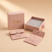 Boîte à bijoux rigide rose de luxe avec pochette en velours, ensemble personnalisé avec logo, emballage cadeau à tiroir coulissant pour bague, boucles d'oreilles, bracelet