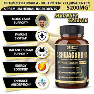 Cápsulas de <span class=keywords><strong>Ashwagandha</strong></span> Extra Forte 5 em 1 Mistura de Cúrcuma Curcumina Rhodiola Rosea Raiz de Gengibre Pimenta Preta Gestão de Energia - Product Image 3