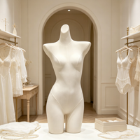 Mannequin buste femme en tissu suédé sans tête, support métallique réglable en hauteur, pour présentation de lingerie, sous-vêtements et robes, idéal pour boutique