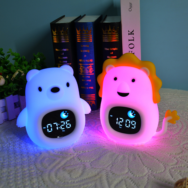 Smart Digital Alarm Clock Set Kid Sleep Soothing Sound Lamp Sunrise Wake up Bedside Trainer Nite Light Interactive White Noise