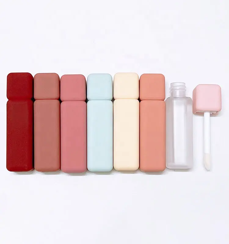 Stock Hot Sale Soft Touch Rubber Paint Square Custom Lip Gloss Tubes 5ml Lip Gloss Containers Tube