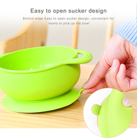 Ensemble bol et cuillère pour bébé en silicone de qualité alimentaire sans BPA avec base à ventouse, incassable, compatible micro-ondes et lave-vaisselle, pour les repas des enfants
