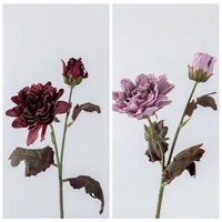 ZUOYI 38cm magnifique fleur de Dahlia séchée artificielle 2 têtes de Dahlia violet rose pour mariage