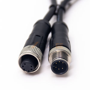 Cable de Extensión M12 de 6 Pines con Código C, Conector Macho a Hembra de Doble Ranura, Cable AWG24, Adaptador de Señal de Alimentación CA, Conjunto de Cables IP67 - Product Image 1