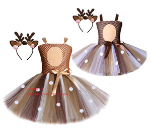 Costumes Ecoparty <span class=keywords><strong>de</strong></span> cerf pour bébés filles Robe <span class=keywords><strong>de</strong></span> Noël pour enfants Costumes d'Halloween Robe tutu en tulle <span class=keywords><strong>de</strong></span> <span class=keywords><strong>renne</strong></span> Princesse d'anniversaire - Product Image 1