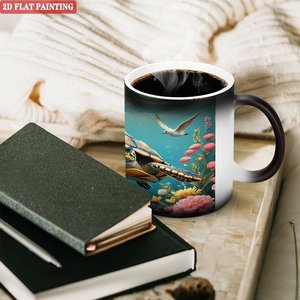 Mug en céramique givrée 11oz, sensible à la chaleur, changeant de couleur, tasse vierge DIY - Product Image 3