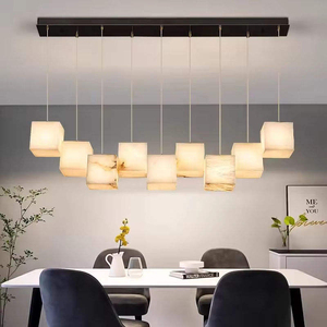 Luxury Modern Marble Alabaster Pendant Light LED Linear Chandelier Natural Stone Cube <strong>Hanging</strong> Lamp <strong>for</strong> Villa Dining Table <strong>Bar</strong> - Product Image 3