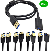 Cable USB 3.0 Chapado en Oro, Tipo A a Tipo A / USB 3.0 A Macho a B Macho / USB 3.0 A Macho a Micro-B / Cable de Extensión USB 3.0 A Macho a A Hembra