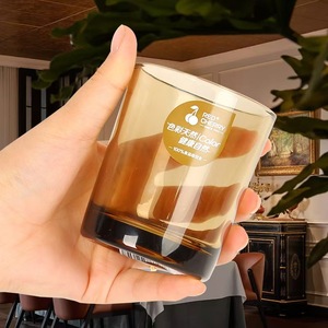 Red Cherry <b>Infused</b> Glass Round Simple Drinking Cup Herbal <b>Tea</b> Juice Cup Single Home Use Solid Color - Product Image 1
