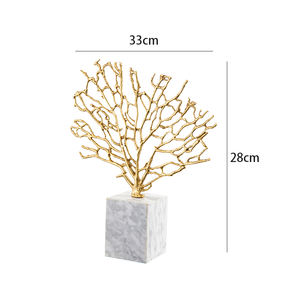 カスタム高グレード大理石 & 真鍮花彫刻モダンデザイン高級デスクトップコーラルオーナメントホテルデコレーション用 - Product Image 5