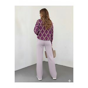 Pantalones de Punto de Pierna Ancha para Mujer, Cintura Elástica, Talla Estándar SML, Cómodos para el Invierno - Product Image 4