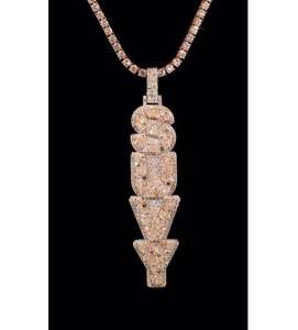 Colgante Personalizado con Nombre y Letra, Diamante VVS, Chapado en Oro Rosa de 14k, Plata de Ley, Esmeralda con Corte Brillante, Joyería Hip Hop - Product Image 5