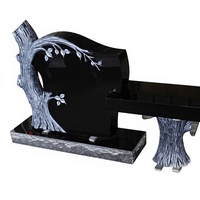 Monument commémoratif en granit noir serpentin avec design traditionnel américain pour statues de cimetière