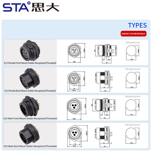 E13 connettore a spina impermeabile a vite filettata anteriore posteriore attacco PCB presa 2 3 4 5 6 7 8 10 12 14pin - Product Image 5