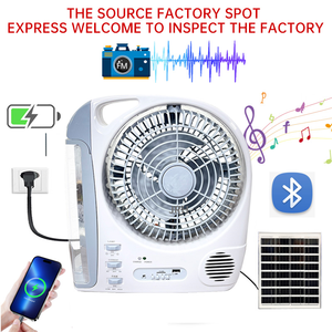 Cắm trại điện có thể sạc lại 8 inch năng lượng mặt trời Quạt điện cầm tay quạt năng lượng mặt trời <span class=keywords><strong>LED</strong></span> với bảng điều khiển năng lượng mặt trời BT Loa quạt năng lượng mặt trời - Product Image 2