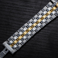 Montre mécanique automatique pour hommes, avec fenêtre de date, bracelet en acier inoxydable bicolore