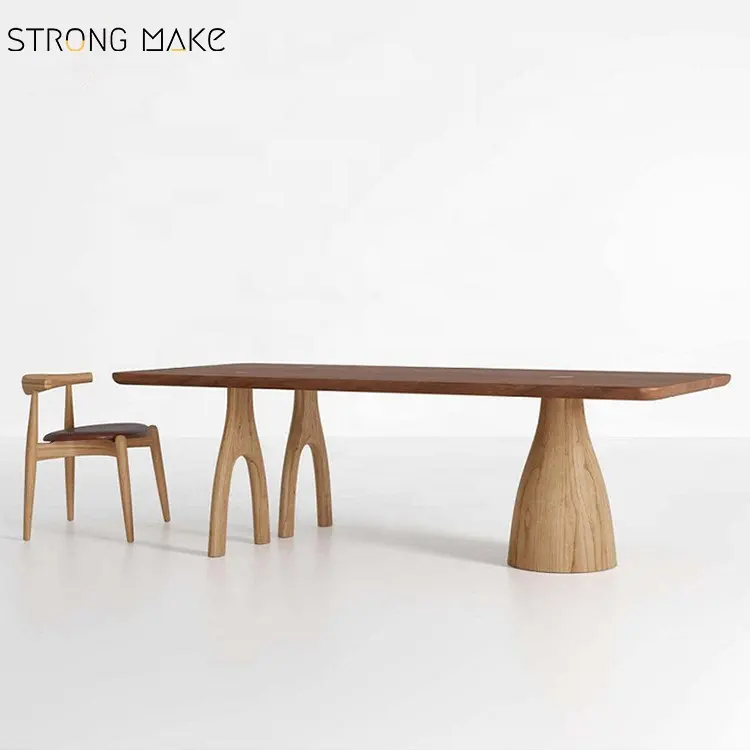 Современный обеденный стол из массива дерева и стула