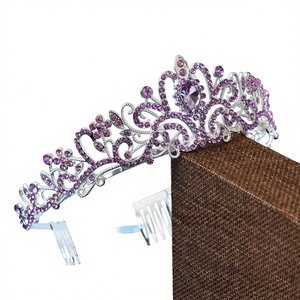 Diadème de mariée en alliage de strass plaqué or rose, style baroque, bandeau pour cheveux pour mariage, festival, fête, banquet - Product Image 4