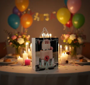 Sacchetto Regalo di Lusso in Carta con Design per Torta di Compleanno, Stampa a Caldo e Laser Argento per Occasioni Speciali - Product Image 2