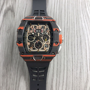 High-end men's mechanical <b>watch</b>, carbon fiber tonneau-shaped flyback chronograph automatic <b>watch</b>. - Product Image 1
